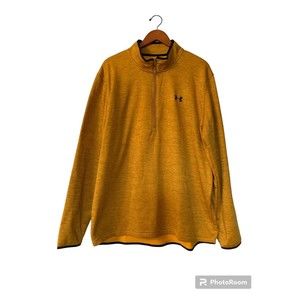 Mens Under Armour Loose ColdGear Fleece 1/2 Zip Pullover Sz 2XL Gold